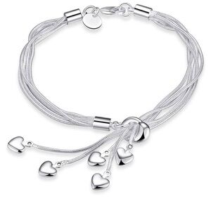 Sterling 925 Silver Heart Charm non traditional Bracelet